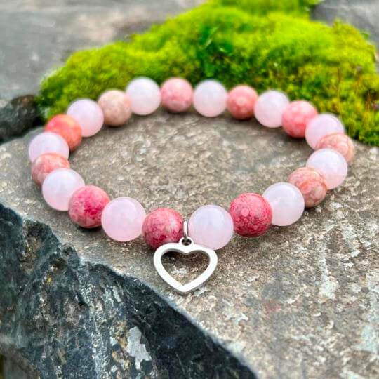 Minerální náramek růženín, jaspis - NĚHA